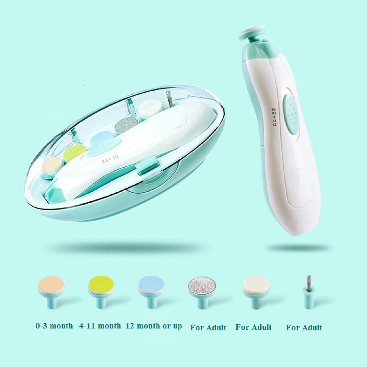 Baby Nail File Electric Nail Trimmer Clippers, Blue and White