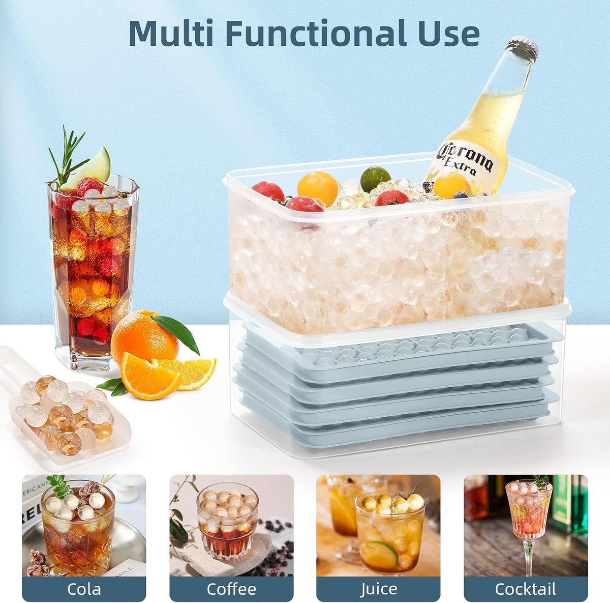 Mini Ice Cube Trays for Freezer with Lid, 0.55" Pebble Ice