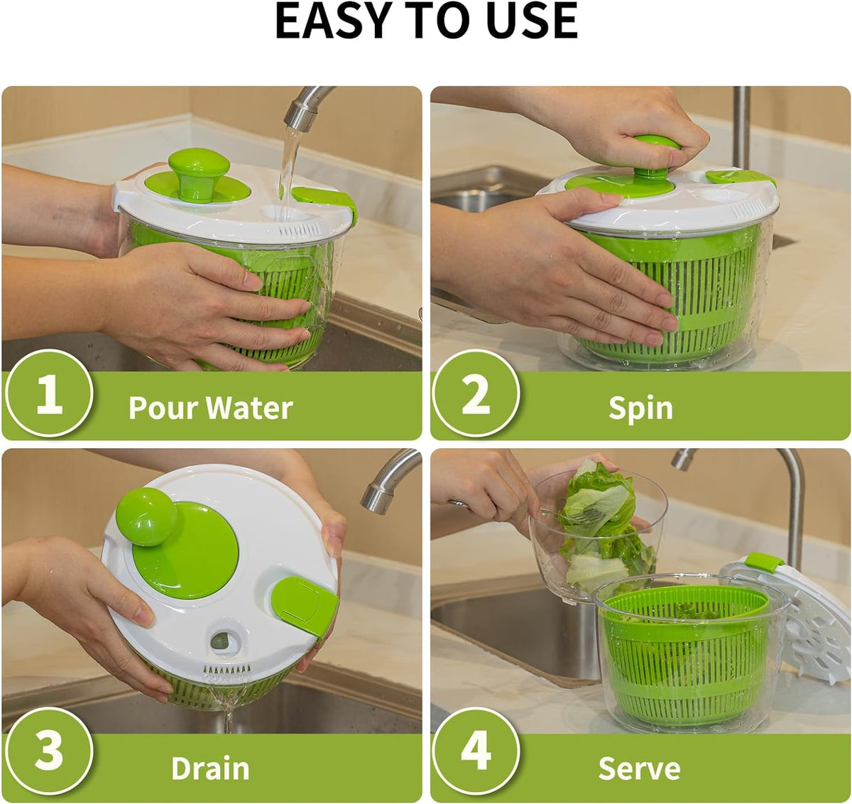 Salad Spinner 3 QT Fruit and Vegetable Washer with Bowl and Mesh Basket