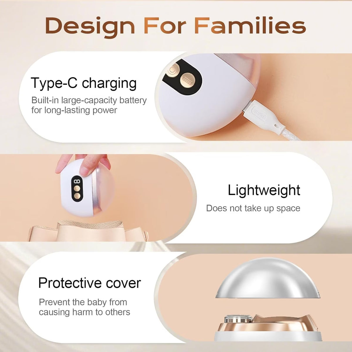 Multi-Functional Electric Nail Trimmer, 2025 Upgraded 2 in 1 Electric Polishing Automatic Nail Clippers, Electric Nail Clipper with 3 Speed Levels, Safe and Convenient Nail Trimmer (White)