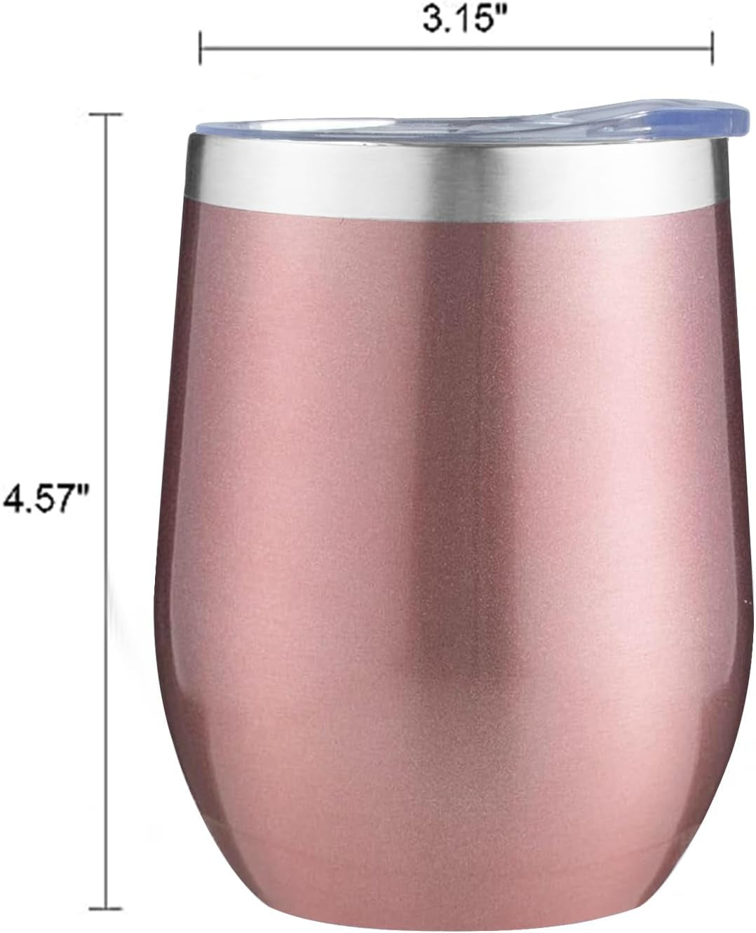 12Oz Insulated Wine Tumbler with Lid Wine Glass(Rose Gold,6 Pack)