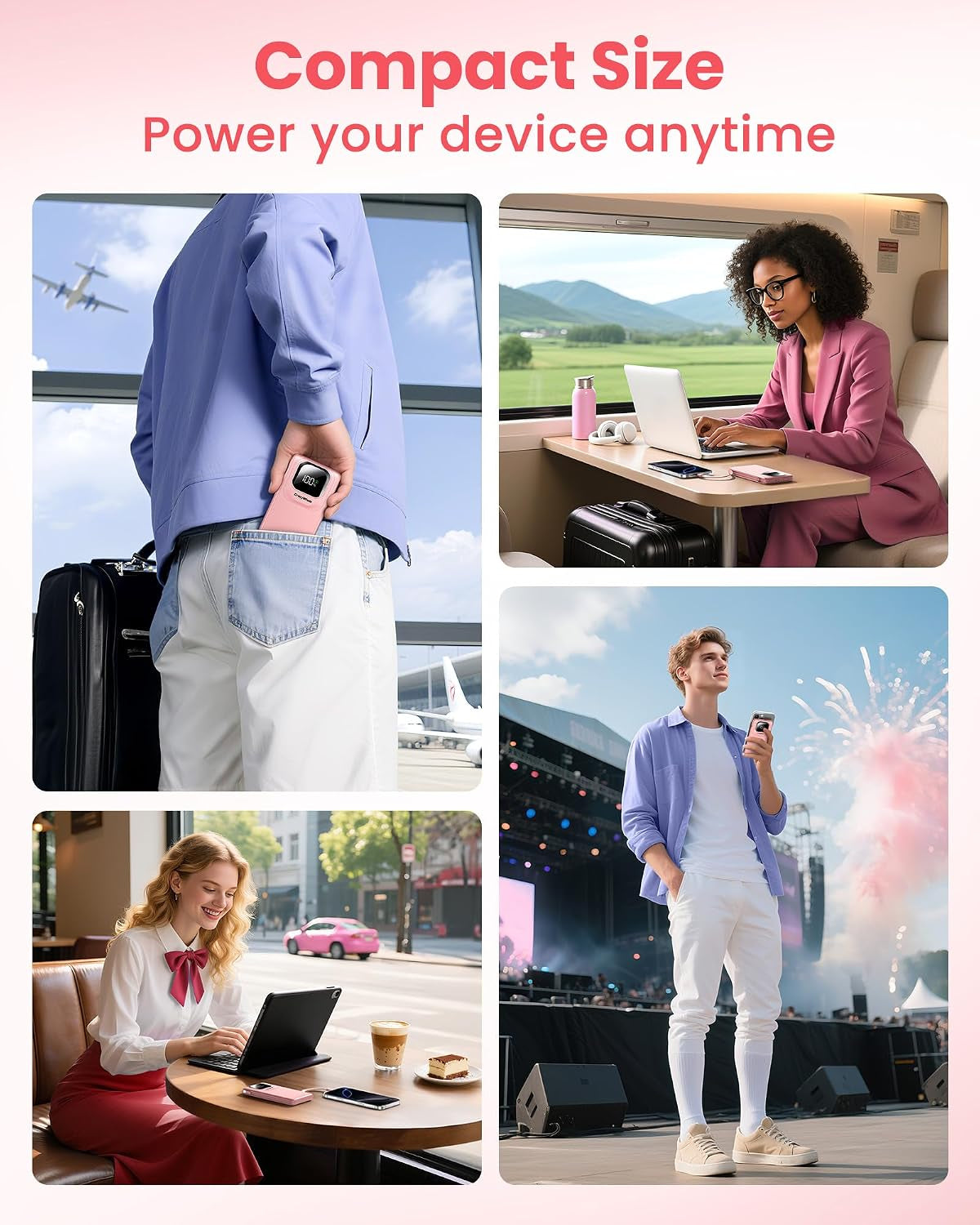 Portable Charger Power Bank with Built-In Cables Fast Charging