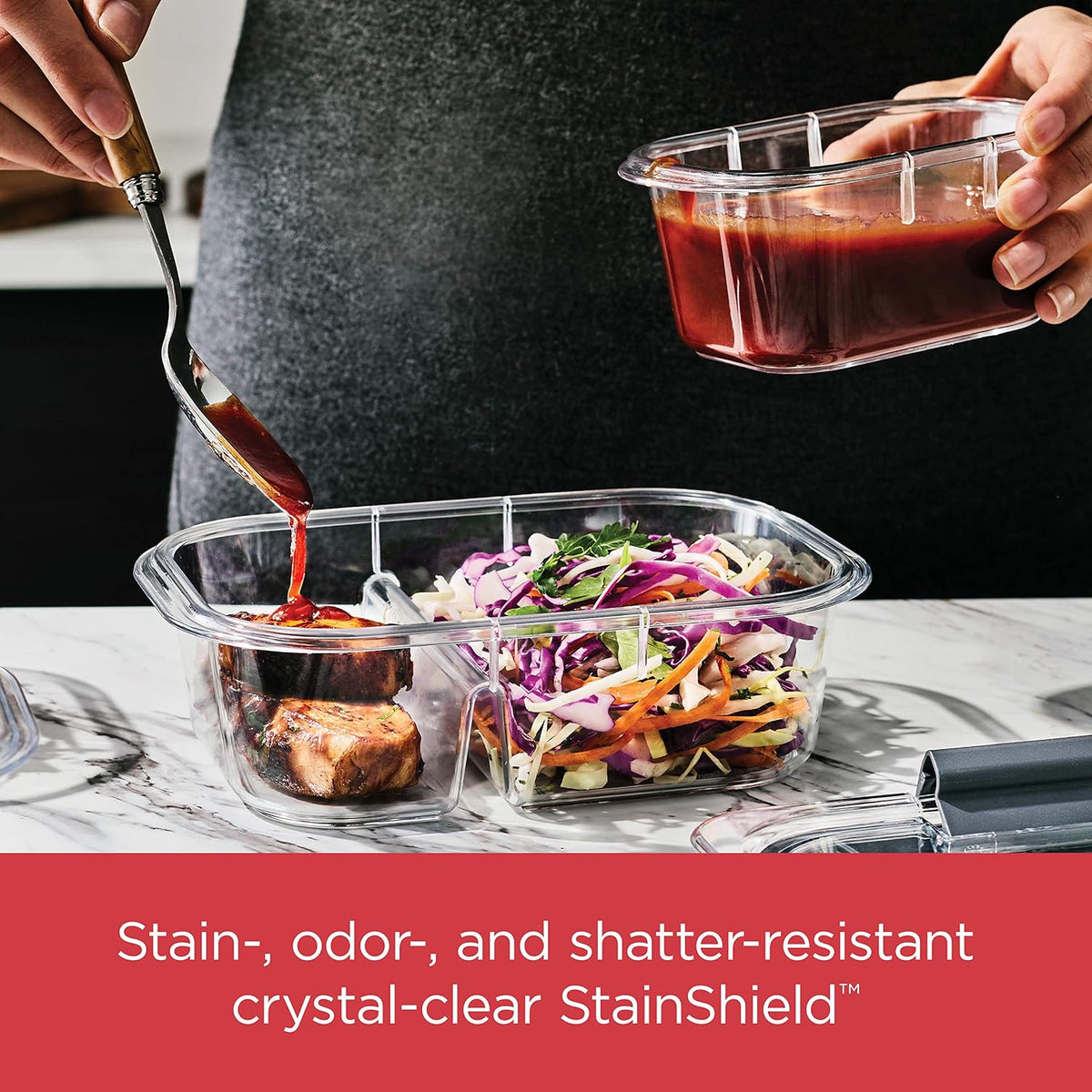 Rubbermaid Brilliance Tritan Plastic Food Storage Containers BPA Free Airtight Lids Ideal for Lunch Meal Prep & Leftovers Set of 5 (3.2 Cup)