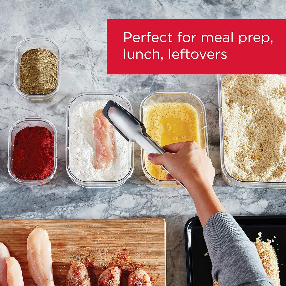 Rubbermaid Brilliance Tritan Plastic Food Storage Containers BPA Free Airtight Lids Ideal for Lunch Meal Prep & Leftovers Set of 5 (3.2 Cup)