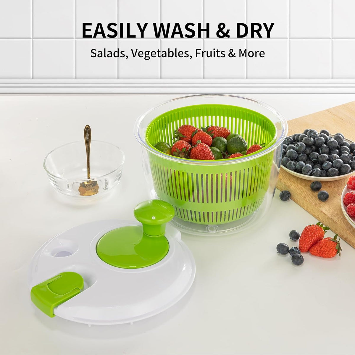Salad Spinner 3 QT Fruit and Vegetable Washer with Bowl and Mesh Basket