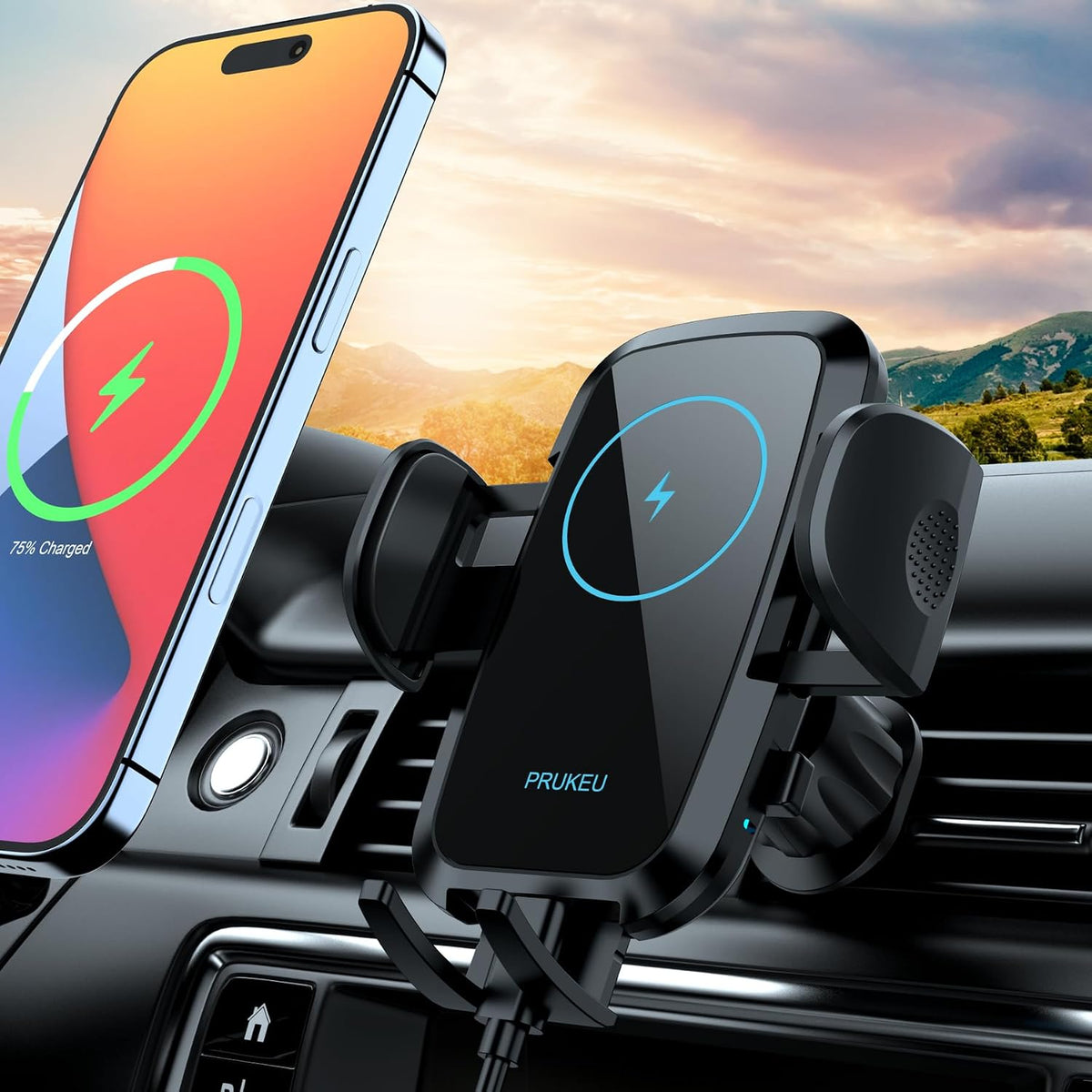 Handyhalterung Auto Mit Ladefunktion 15W Induktive Ladestation Auto Wireless Charger KFZ Laden