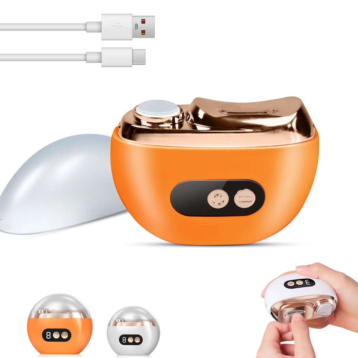 Multi-Functional Electric Nail Trimmer, 2025 Upgraded 2 in 1 Electric Polishing Automatic Nail Clippers, Electric Nail Clipper with 3 Speed Levels, Safe and Convenient Nail Trimmer (Orange)