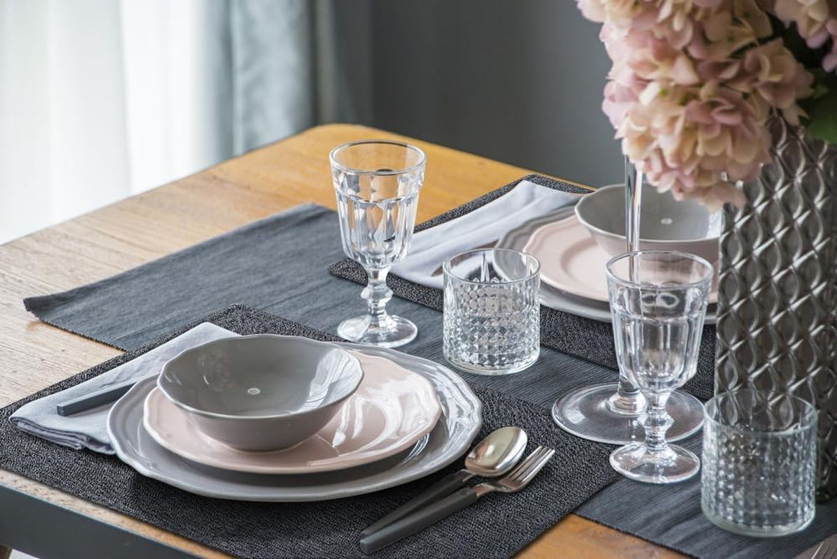 Faux Cotton Linen Placemats Set of 4, Cloth Dining Table Mats