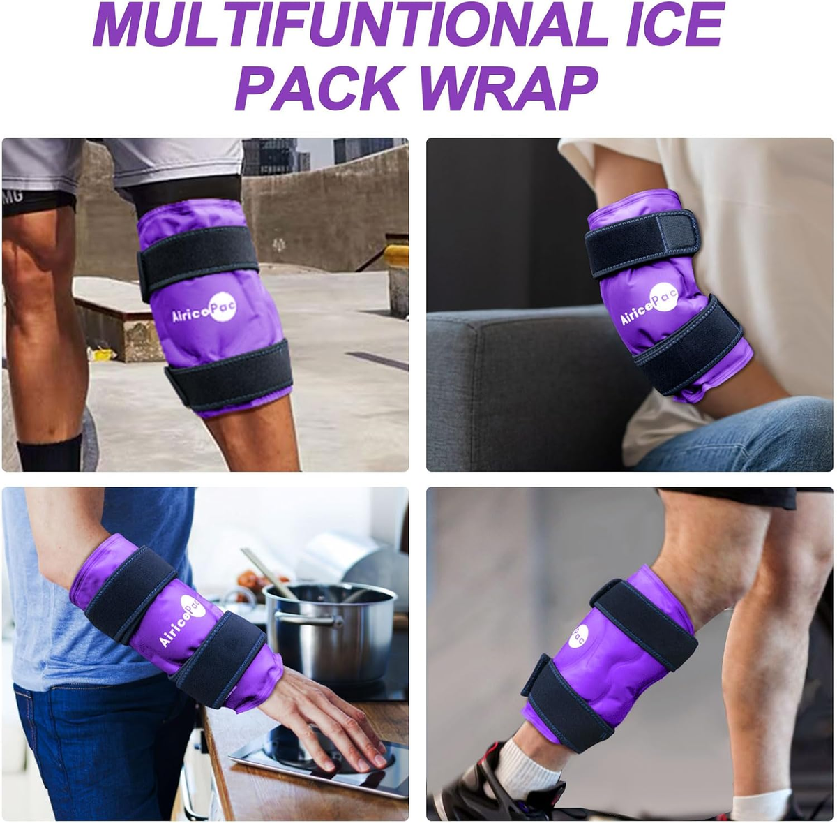 Ice Pack for Knee Pain Relief, Reusable Gel Ice Wrap for Injuries, Swelling, Knee Replacement Surgery, Cold Compress Therapy for Arthritis, Meniscus Tear and ACL, Purple
