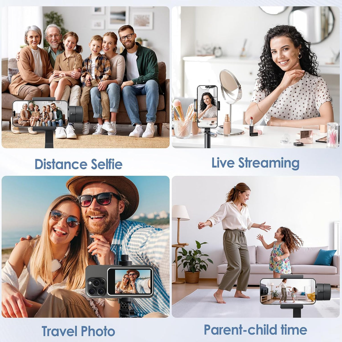 Selfie Monitor Screen for Iphone/Android,Magnetic Phone Vlog Selfie Screen with 1500Mah Battery&Bluetooth Remote,Wireless Back Camera Monitor for Live Streaming/Tiktok (White)