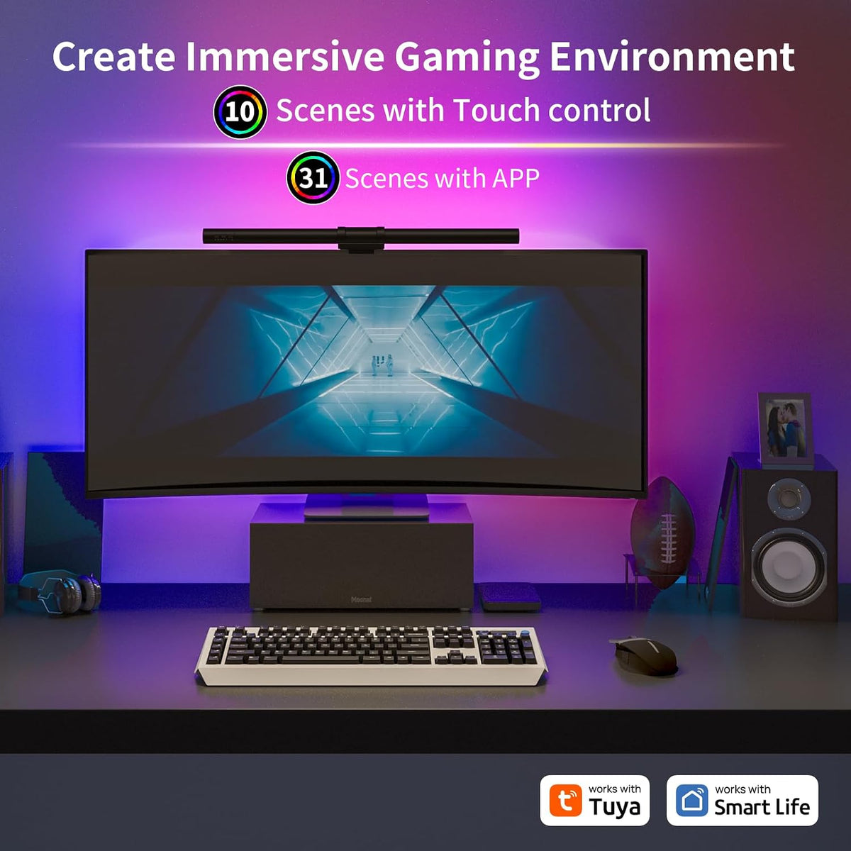 RGB Monitor Light Bar, 16.73'' USB LED Desk Lamp,Home Office Gaming