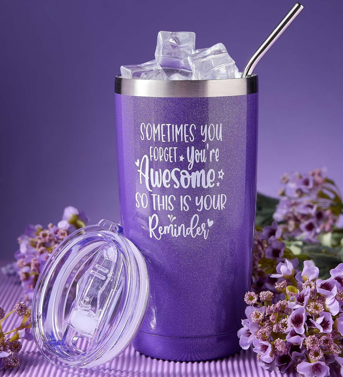 Birthday Gifts for Women, Gifts for Women Mom Wife Her Grandma Sister Friends, Lavender Spa Gift Basket for Her, Self Care Gift Set with 20Oz Tumbler, Candle & Bath Salts
