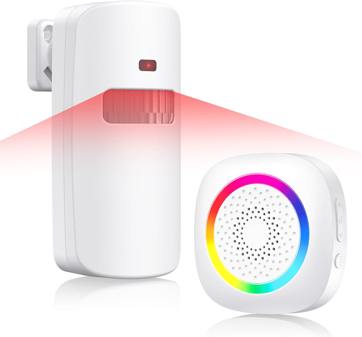 Wireless Motion Sensor Door Chime, Fast Detection PIR Entry Alert(5S Interval Alarm) with 61 Chimes, 5 Volume Levels, RGB Light Indicator, Easy Install for Business, Home, Elderly, Visitors