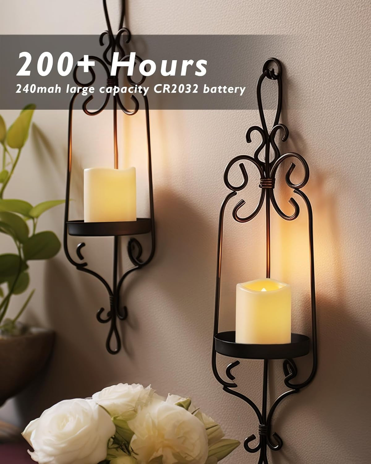 50 Pack Ivory Flameless Flickering LED Votive Tealights Candles