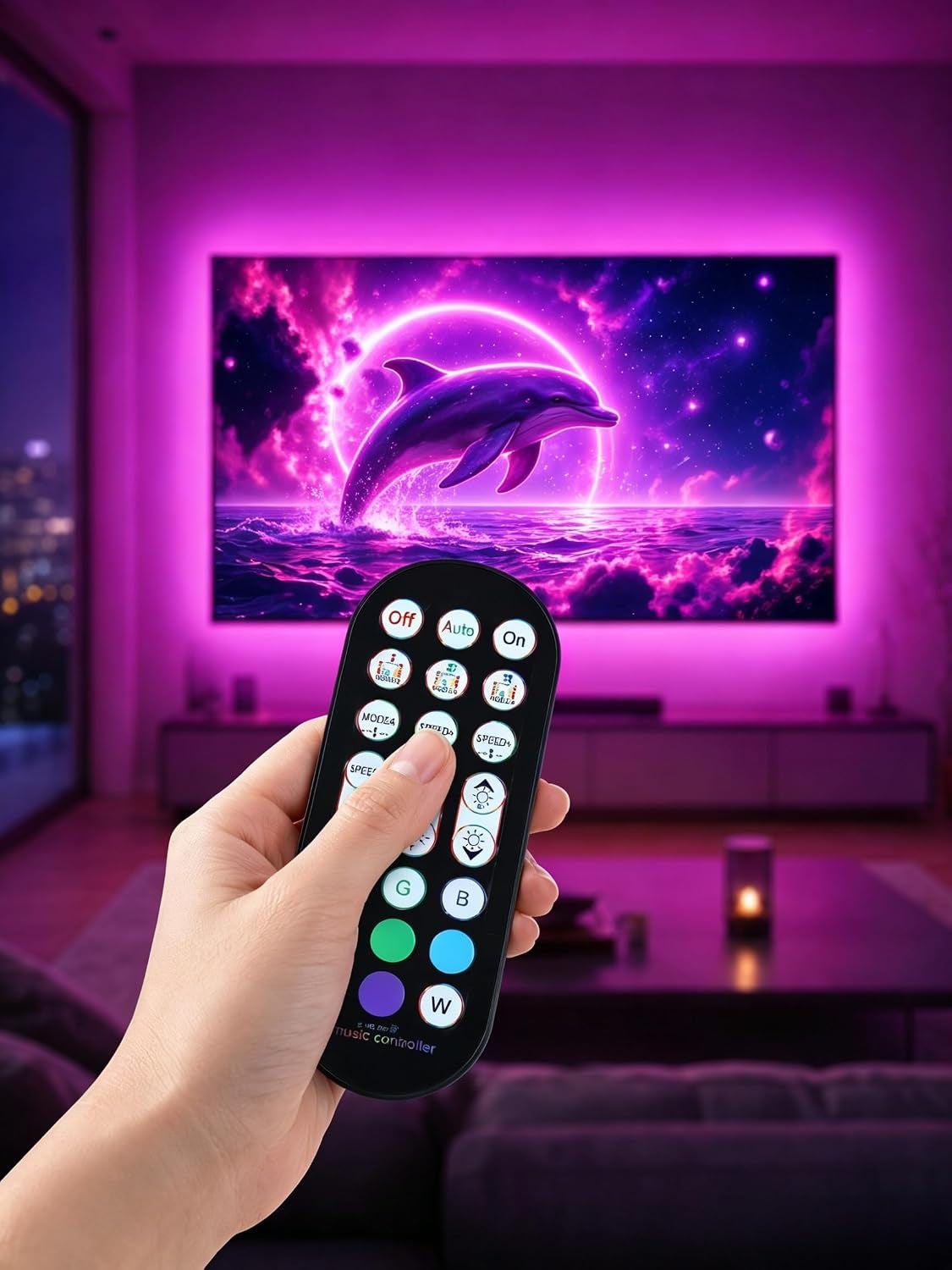 LED Lights RGB Backlight, 16.4Ft Strip for 65-85 Inch TV Behind, Music Sync USB Bluetooth APP Remote Control Color Changing Light for Gaming Room