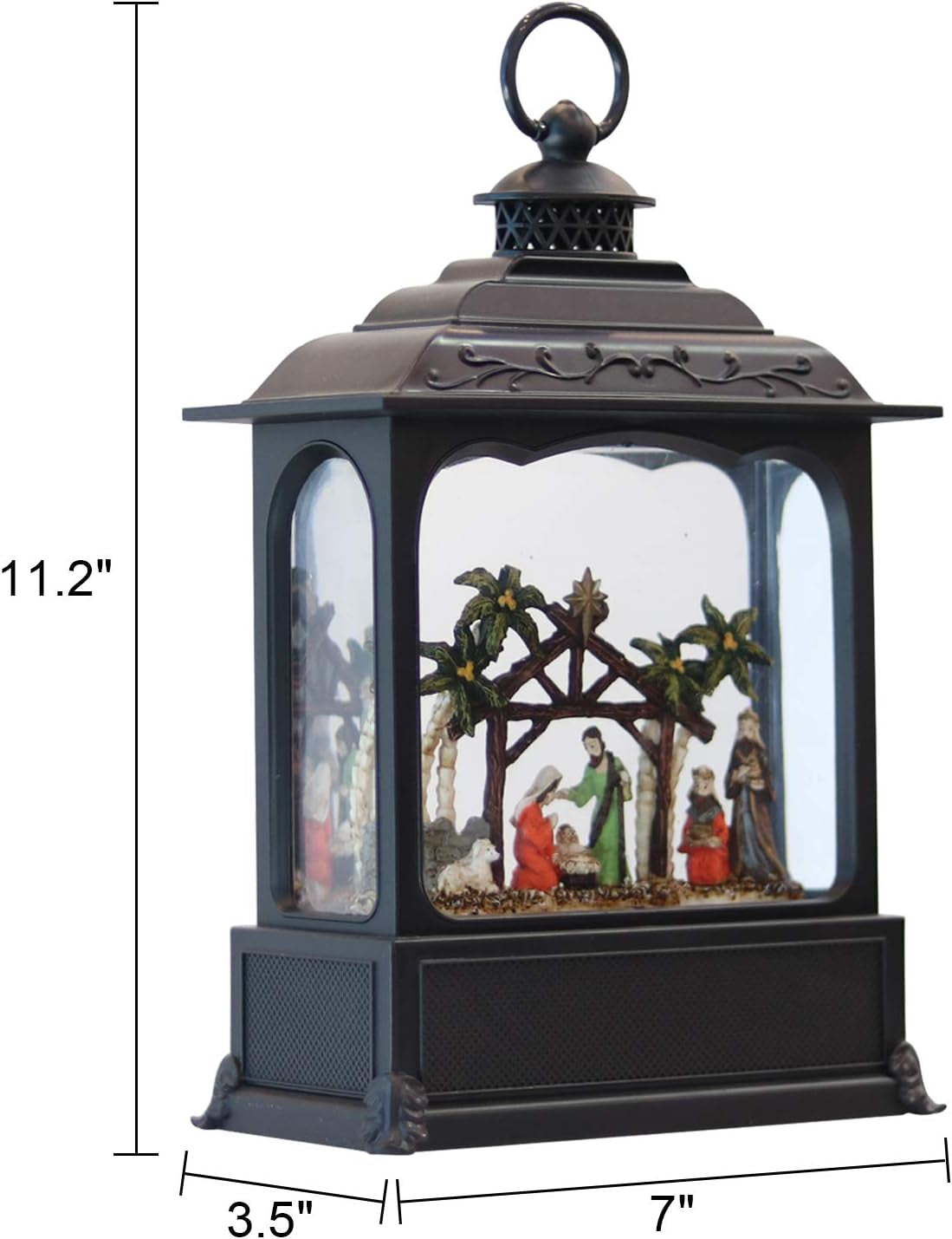 Nativity Musical Snow Globe Lantern Battery Operated with Timer