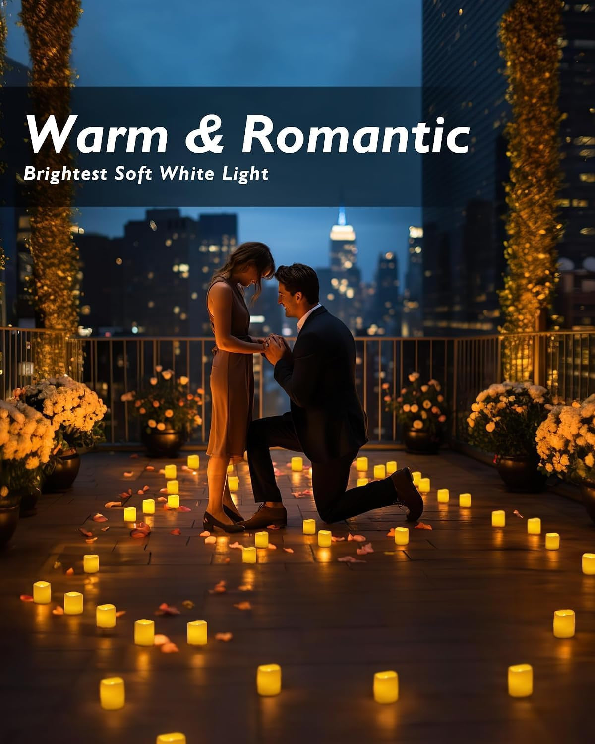 50 Pack Ivory Flameless Flickering LED Votive Tealights Candles
