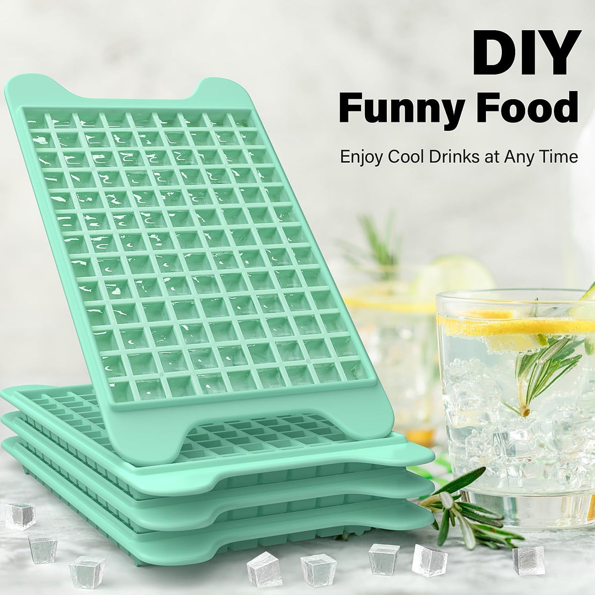 Mini Ice Cube Tray for Freezer:  Small Ice Trays for Freezer with Bin - 117×4PCS Easy Release Nugget Ice Tray - Crushed Ice Tray with Container