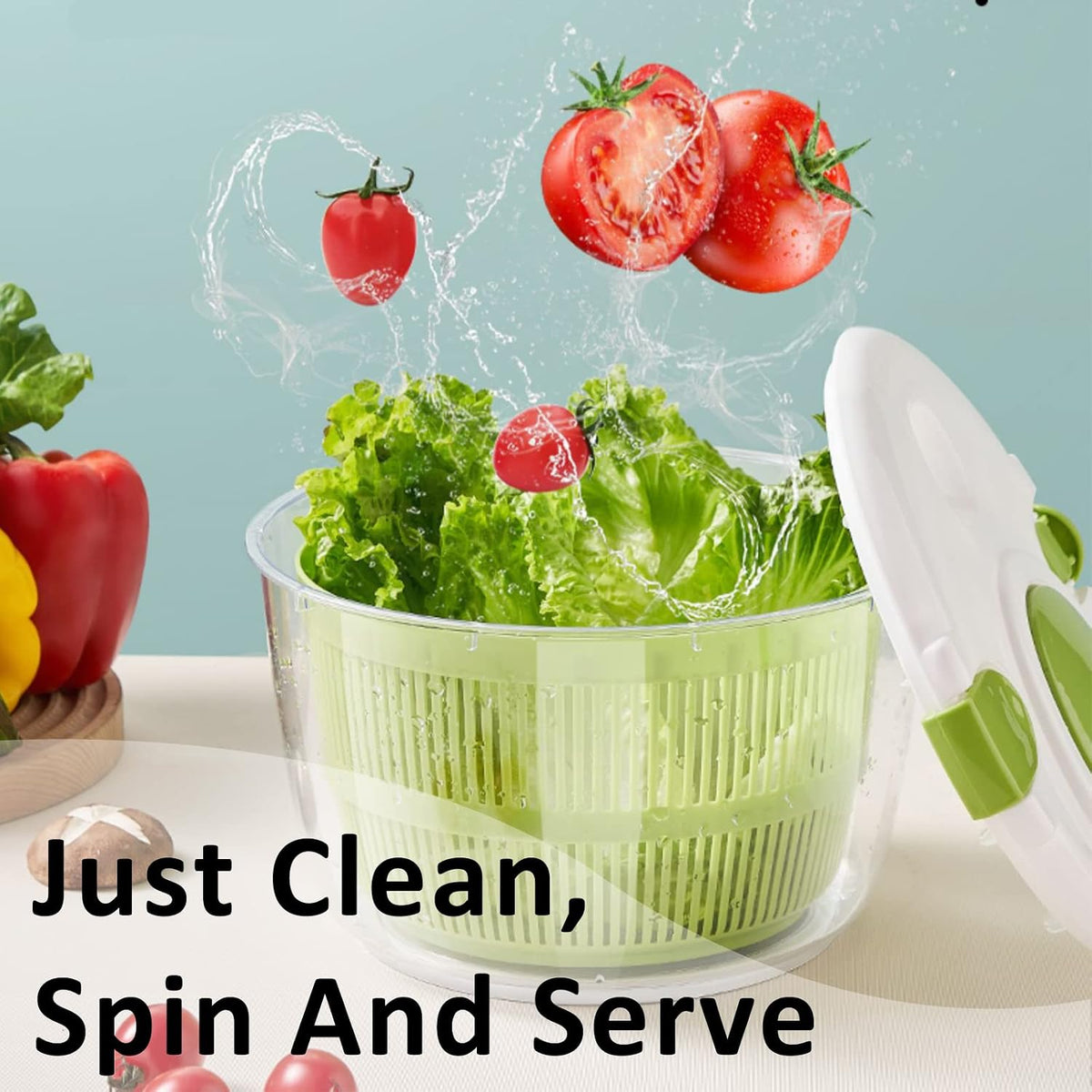 Salad Spinner, 5L Vegetable Washer & Dryer with Colander & Bowl