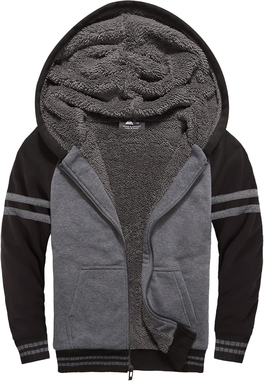 Boys Fleece Jacket Sherpa Lined Zip up Hoodie for Kids