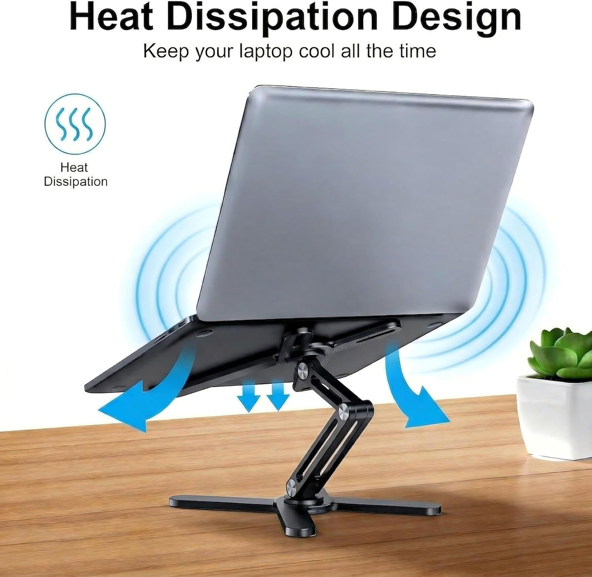 360 Rotating Laptop Stand Riser, Foldable for Desk, Black