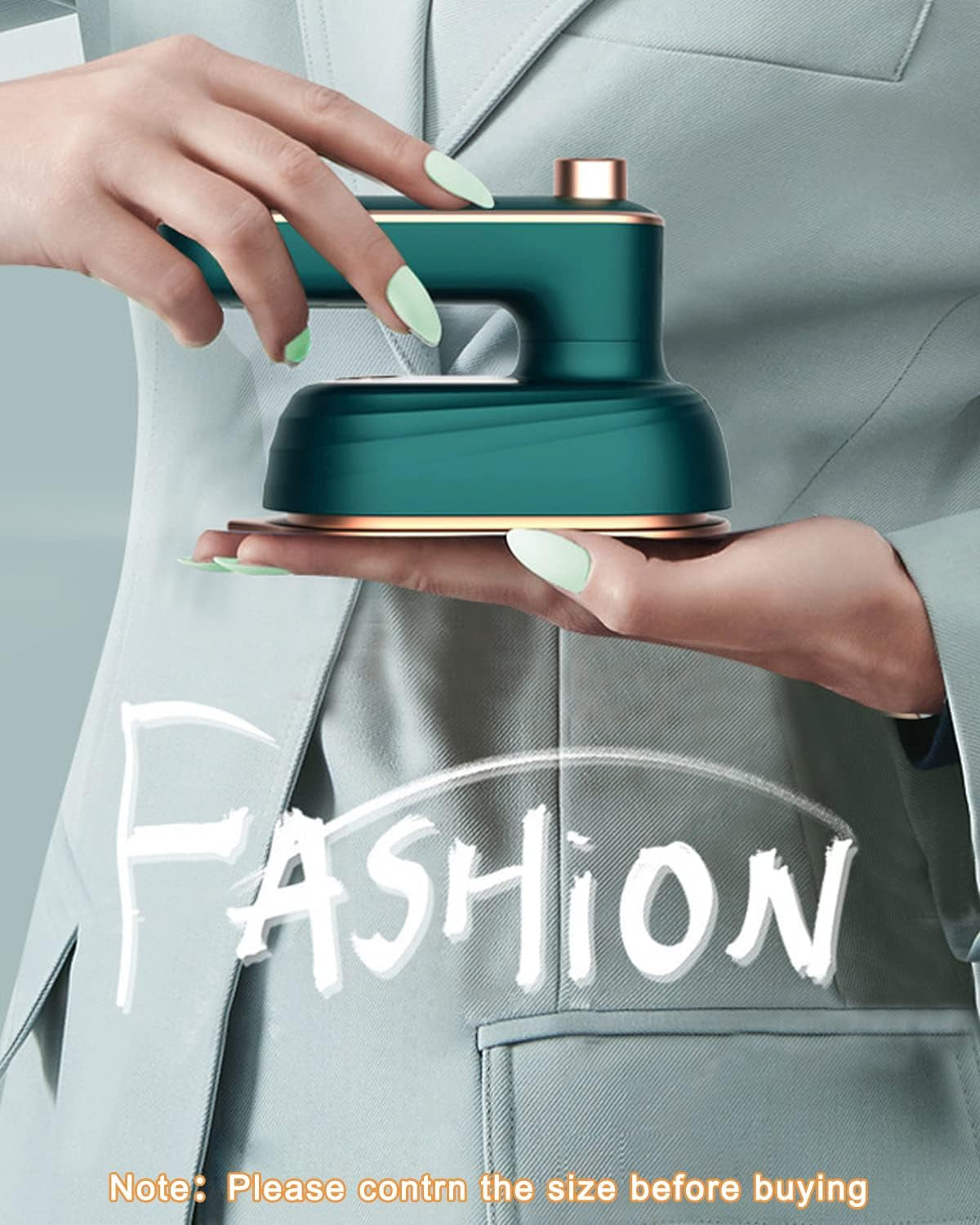 Mini Travel Iron for Clothes, Handheld Portable Electric Heat Press, Green