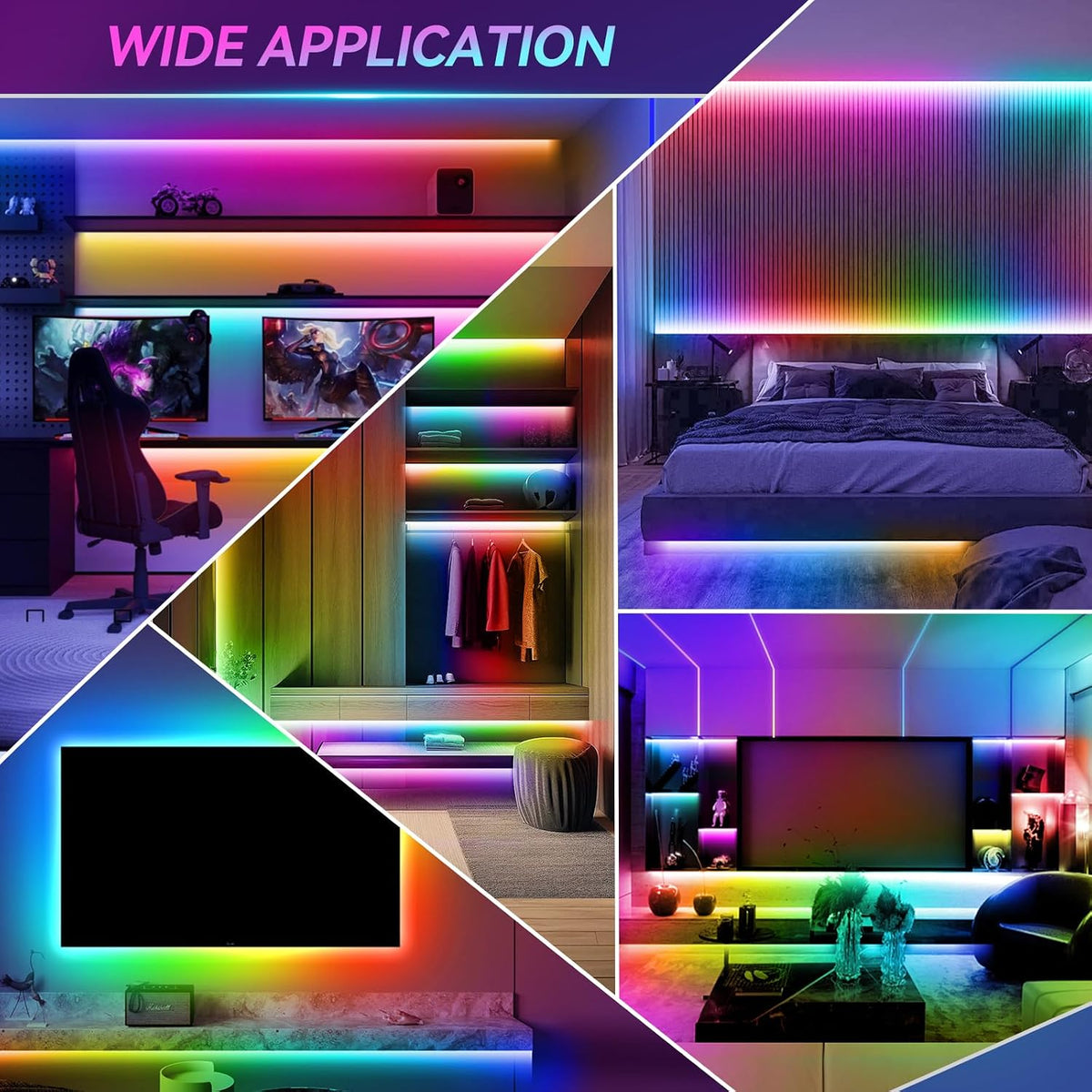 LED Strip Lights, 16.4Ft 150Leds RGB LED Lights for 32-75 Inch TV Behind,Music Sync App Control TV LED Strip with Remote,Usb Plug-In Bias LED Strips Lights for Bedroom Game Cabinet Desk Shelf