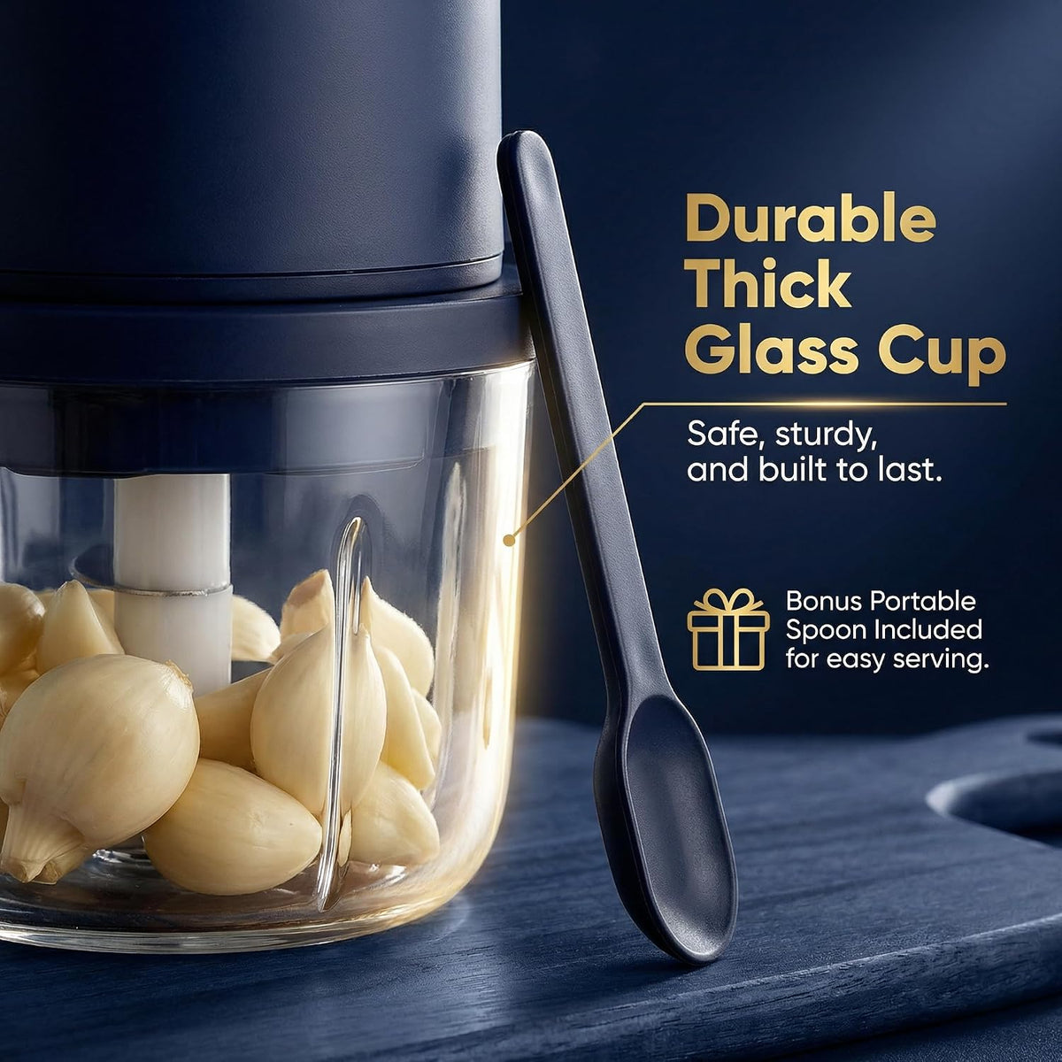 350Ml Electric Mini Garlic Chopper Set, 2026 New Small Garlic Chopper Mincer, Food Chopper Tool, USB Rechargeable, Wireless Veggie Grinder, for Mashing Onion, Garlic, Chili, Ginger (Gold)
