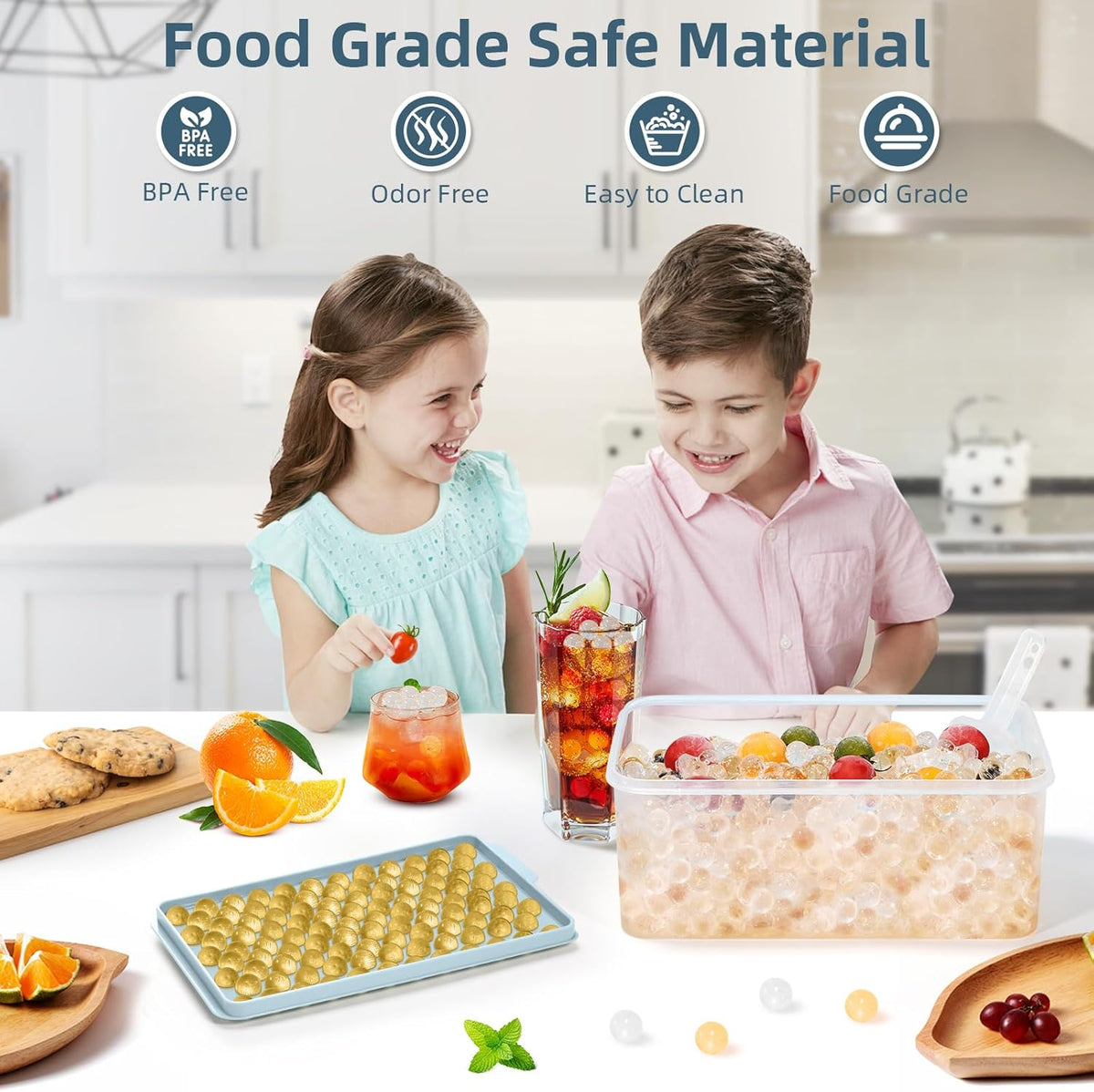 Mini Ice Cube Trays for Freezer with Lid, 0.55" Pebble Ice