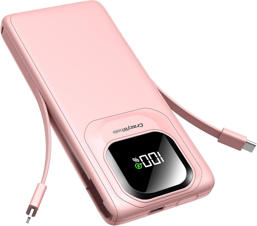 Portable Charger Power Bank with Built-In Cables Fast Charging
