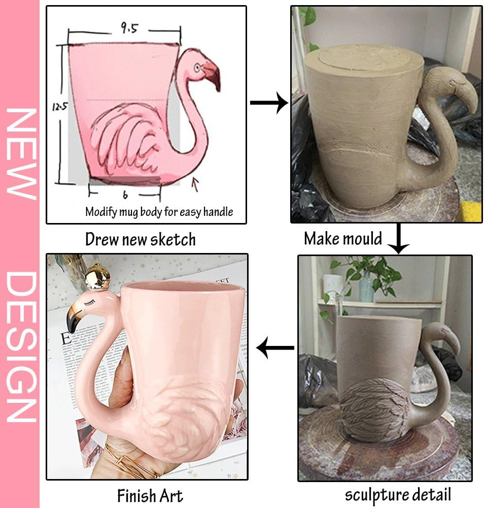 Cute Pink Flamingo Gifts for Women Coffee Mug Unique Ceramic Animal Cups