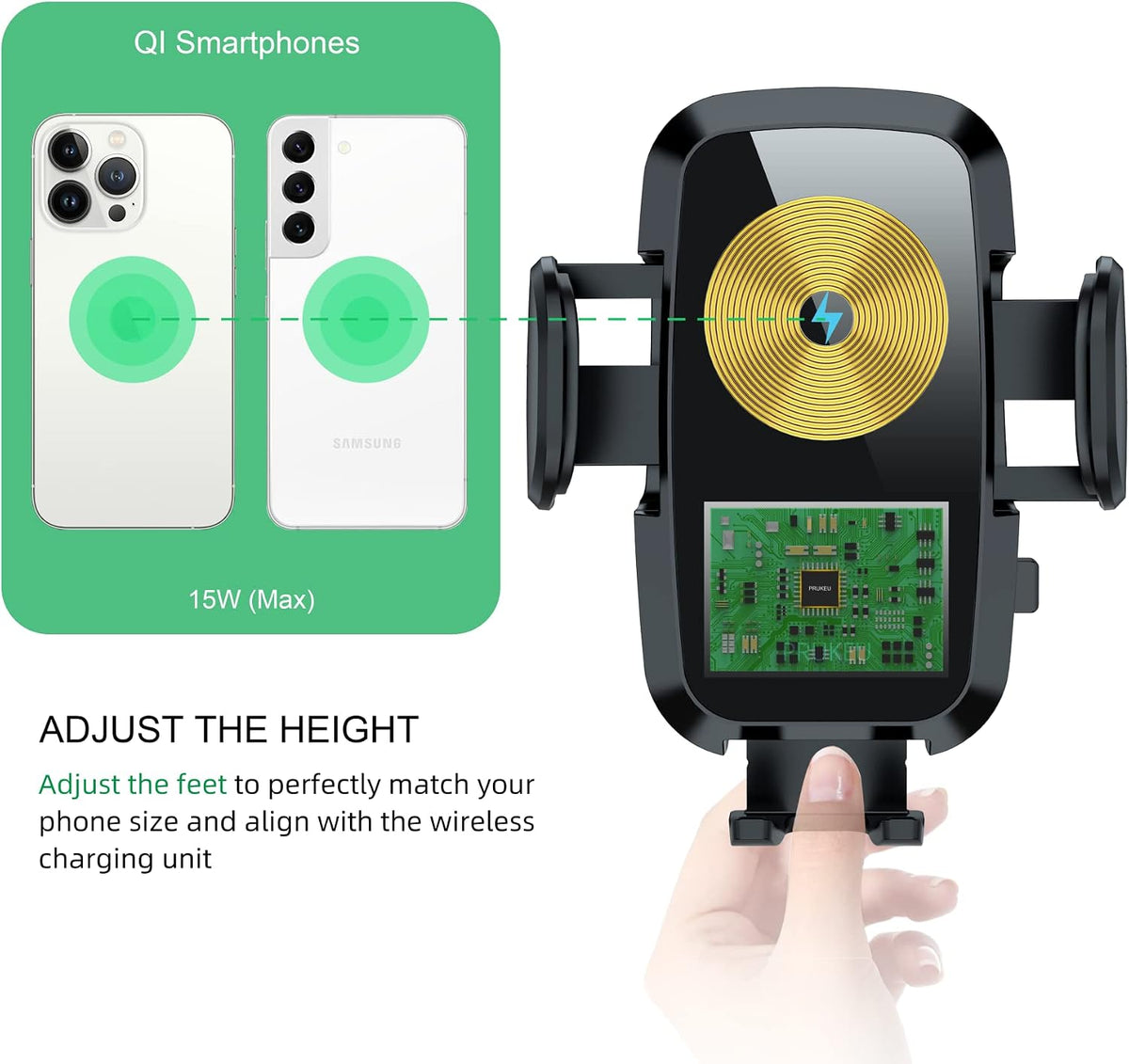 Handyhalterung Auto Mit Ladefunktion 15W Induktive Ladestation Auto Wireless Charger KFZ Laden