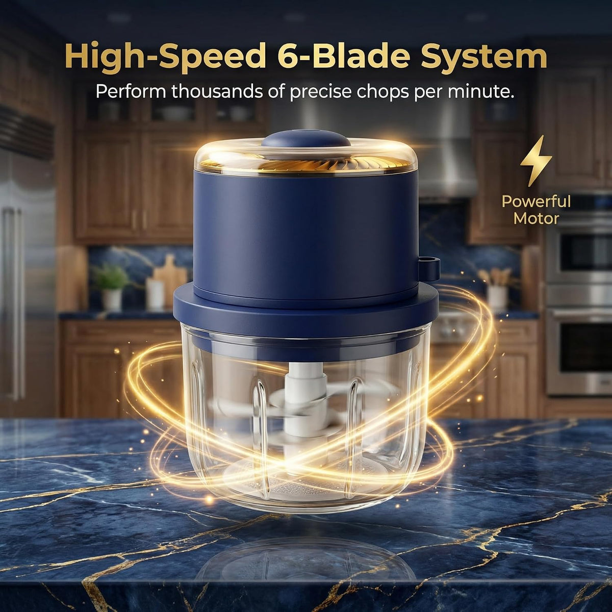 350Ml Electric Mini Garlic Chopper Set, 2026 New Small Garlic Chopper Mincer, Food Chopper Tool, USB Rechargeable, Wireless Veggie Grinder, for Mashing Onion, Garlic, Chili, Ginger (Gold)