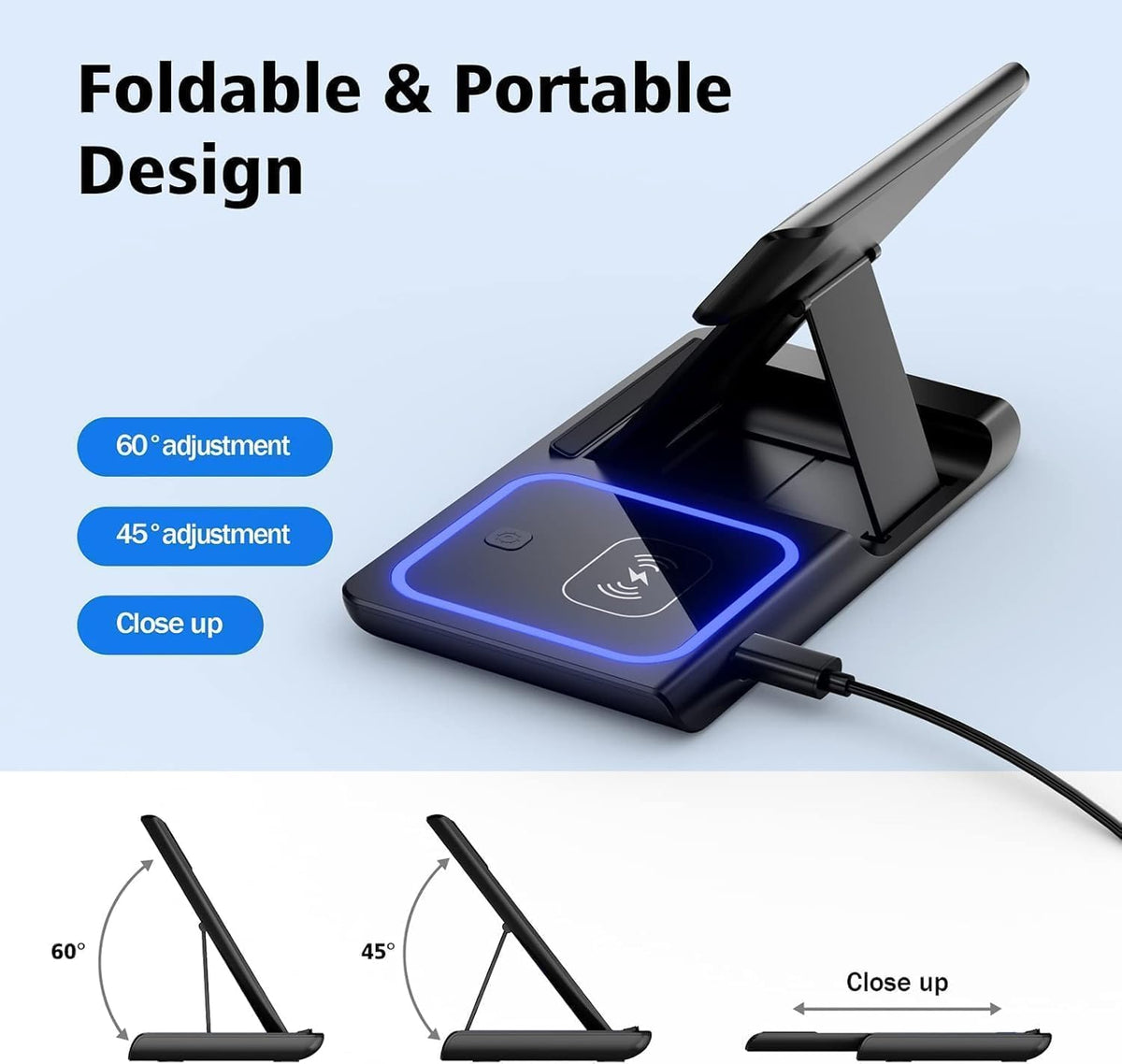 3 in 1 Wireless Charger Charging Station, Wireless Charger Stand for Iphone17 16 15 14 Pro Max 13 12 11,Charging Dock for Airpods 4 3 2 Pro, Apple Watch 11/10/9/Ultra/8/Se/7/6/5/4/3