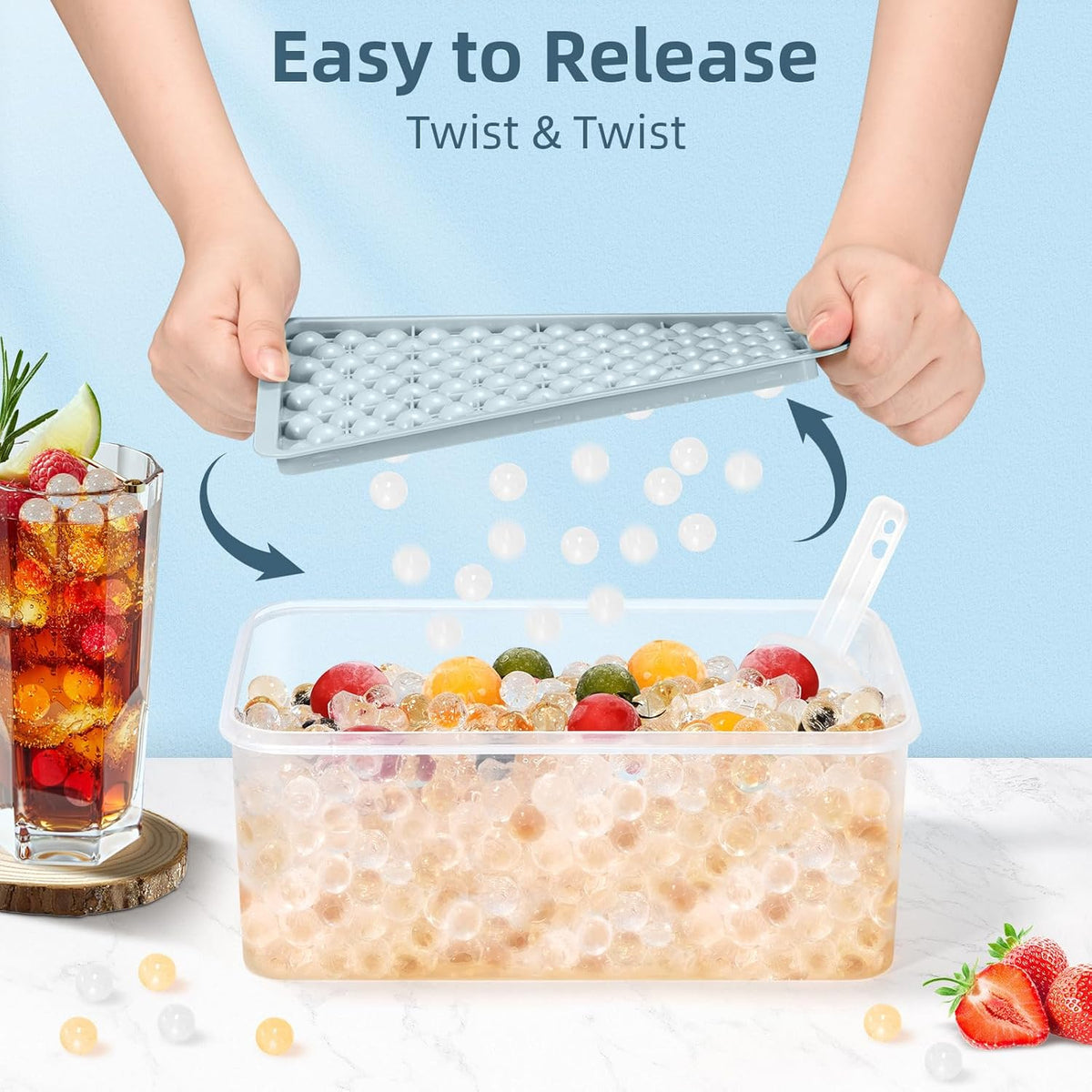 Mini Ice Cube Trays for Freezer with Lid, 0.55" Pebble Ice