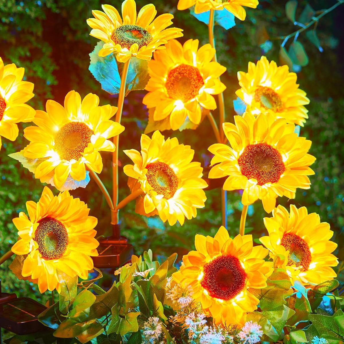 Solar Garden Lights, 4 Pack Sunflowers Flower Lights Waterproof