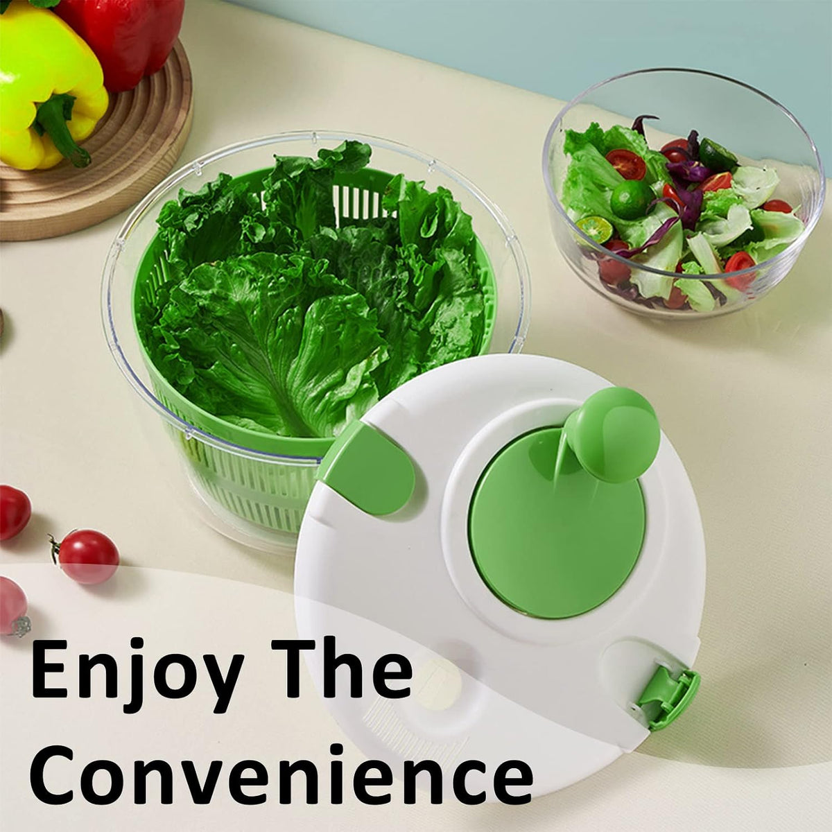 Salad Spinner, 5L Vegetable Washer & Dryer with Colander & Bowl